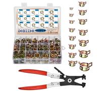 166PCS 6-25 mm Spring Band Hose Clamps Assortment with Rotary Flat Pliers, for Fuel Lines, Silicone Vacuum Hose, Small Steel Clamp, Low Pressure Air Clip for Automotive Industry