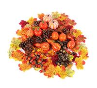 166PCS Halloween Decoration, Including Mini Artificial Pumpkins, Fall Maple Leaves, Acorns, Gourds, Pine Cones, Halloween Table Decoration for Halloween Autumn Thanksgiving Decoration