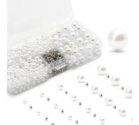 1670Pcs Simulated Pearls with Riveted Studs Beading Machine Inlaid Accessories ABS Hole-Free Process DIY Tools White