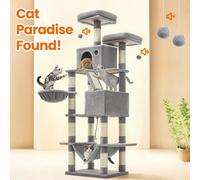 168 cm Tall Cat Tree with 5 Levels & Multiple Play Areas