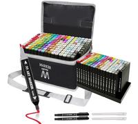 168 Colours Marker Pens - Felt Pen Set - Permanent Marker - Twin Tip Marker with Carry Bag Storage Base Highlighter for Beginners, Highlighting, Sketching, Drawing, Colouring, Manga