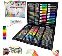 168 Pcs Kids Painting & Sketching Kit with Colour Pencils Crayons Watercolours Glue & Carry Case | Easy Grip Art Supplies for Creativity Craft Learning & Back to School Gift