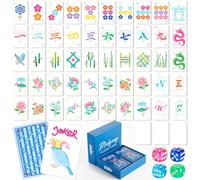 168 Pcs Mahjong Playing Cards Set American PVC with Dice Storage Cases