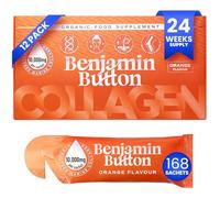 Benjamin Button Marine Collagen Liquid Sachet w/Hyaluronic Acid & Vitamin C | for Hair, Skin, Nails & Joints | 12,000mg High Strength Hydrolysed Collagen (Orange, 168x Sachets)