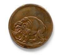 1694 London Elephant Token Penny Coin, Great Britain Antique Coins, British Old Coins for Collectors, UK Ancient Coin Collection, Vintage Souvenirs