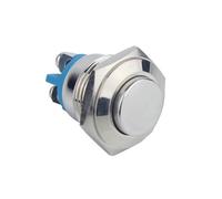 16A 16mm Metal Shell 220V/120V Push Button Momentary Switch High Round Nickel Plated Brass 1NO Screw Terminal Switch IDGTTLDF(High round head,Pin Terminal)
