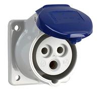 16A 2P+E Chassis Socket 240V BLU, Industrial Mains Plugs & Sockets, Electrical Connectors, Qty X 1 | 410306