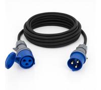 16A 3 Pin Single Phase Industrial Extension Lead 240V Blue IP44 IEC 60309 2P+E H07RN-F 2.5mm² Heavy Duty Rubber Cable PAT Tested (20 Metre)