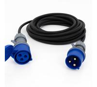 16A 3 Pin Single Phase Industrial Extension Lead 240V Blue IP44 IEC 60309 2P+E H07RN-F 2.5mm² Heavy Duty Rubber Cable PAT Tested (5 Metre)