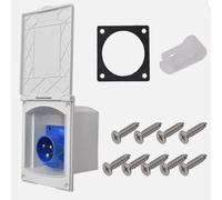 16A 3-Pin Waterproof External Power Inlet Box, RV Caravan Motorhome Mains Socket, White Outdoor Mains Power Connection Housing