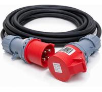 16A 4 Pin 415V Red Industrial 3 Phase 10m Extension Lead - 32 Amp, 4G2.5mm² H07RN-F Rubber Cable, IP44, CE Marked IEC 60309 Components (10 Metre)