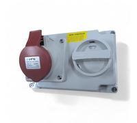 16A 4 Pin Interlock Switched Socket - 3 Phase - Wall Mounted - 415v - Heavy Duty - Comes with Cable Gland - (16A 3P+Earth)