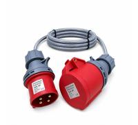 16A 4 Pin Plug to 32A 4 Pin Socket 25M 415V 3 Phase Adaptor Lead - 4 Core 4mm² SY Cable, IP44, CE Marked IEC 60309 Industrial Connectors - Multiple Lengths (25 Metre)