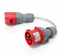 16A 4 Pin to 32A 4 Pin 3 Phase Adaptor, 415V IEC 60309 Converter Lead, 0.5m 4mm² Steel Armoured SY Cable, Heavy Duty Industrial Adapter, 3P+E