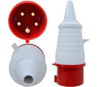 16A 5 Pin 400V Plug Industrial CEE IEC 3P+N+E IP44 3 Phase 16 Amp 380-415V Red