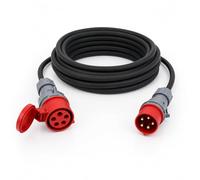 16A 5 Pin 415V 15m Red Industrial 3 Phase Extension Lead - 16 Amp, 5G2.5mm² H07RN-F Rubber Cable, IP44, CE Marked IEC 60309 Components (15 Metre)