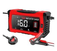16A Car Battery Charger, 6V/12V/24V Battery Charger for Lead Acid with Temperature Compensation, Smart Ten-Stage Trickle System,Suitable for Cars, Trucks, Lawn Mowers, Boats, And Marine Equipment