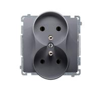 16A Double Socket 250V Silver Simon Basic BMGZ2M.01/43