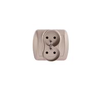 16A Double Socket with/u IP20 Satin Simon Akord AGZ2/29