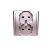 16A Double Socket with/u IP20 Satin Simon Basic BMGZ2/29