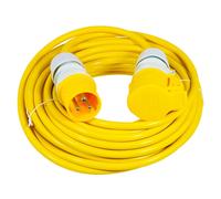 Spares2Go 16A Extension Lead 14M 110V 2.5mm Heavy Duty Power Cable Cord 3-Pin 2P+E (Yellow)
