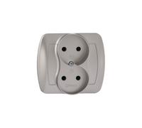 16A IP20 Aluminium Double B/U Socket Simon Akord AG2/26