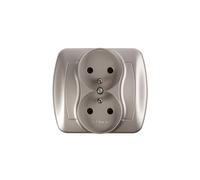 16A IP20 Aluminium Double Socket Simon Akord AGZ2/26