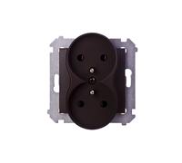 16A IP20 Double Socket with Simon 54 Panel DGZ2MZ.01/46