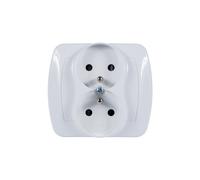16A IP20 Double Socket with Simon Akord AGZ2Z/11 Trim