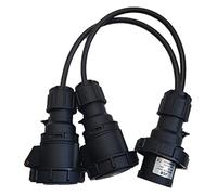 16a Plug - 2x16a socket 1M Power Splitter lead. Black IP67 Waterproof