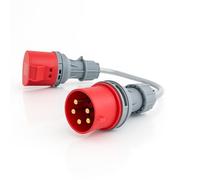 16A Plug to 32A 3 Phase Adapter 400-415V Converter 0.5 m SY 5G 4mm² Armoured Cable Robust Industrial Power Adaptor CEE