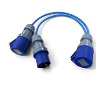 16A Splitter Cable 240V CEE Plug to 2 x 16A Sockets Caravan Hook Up | Unique Spaced-Socket Design, UK Assembled with Europa Connectors, Camping, Motorhome, Campervan, EHU & Generator Use