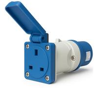 16A to 13A Plug Adapter with Hinged Cover - 3 Pin to UK Socket Camping Electric Hook Up for Caravans, Motorhomes, Catering Trailers & Generators