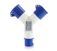 16Amp 2-Way Caravan Hook Up Cable Plug Splitter, 220v 3 Pin IP44 Hook-Up Adapter Waterproof Wall Socket Electric Power Main Lead Adaptor Converter for Camping Motorhomes Tents