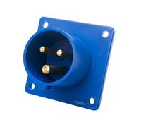 16amp 230V 2P+E IP44 Straight Panel Mount Appliance Male INLET. PCE (613-6)
