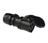 16Amp 3Pin Black Socket IP44 2P+E 230V PCE 213-6x | Splash-proof Connector