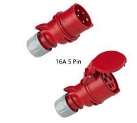 16Amp 5Pin Red Plug and Socket IP44 SplashProof 415V PCE 015-6+PCE 215-6