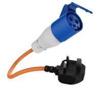 16amp to 13amp Adapter, 250V 3 Pin Plug UK Camping Electric Hook up Cable, Caravan Hook Up Cable, Motorhome Essentials, Heavy Duty Converter for Camping, Campervan, Motorhome & Boats