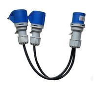 16amp to 2x16amp Caravan Hook Up Splitter, 240V IP44 Caravan Electric Adapter, 34CM Black Generator Cable for Camping Motorhome