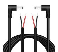 16AWG 2-Pack DC Power Pigtail Cable, 5.5mm x 2.1mm Right Angle DC Barrel Male Plug Jack Connector to Bare Wire Power Supply Adapter Repair Cord for CCTV Surveillance Security Camera LED Strip, 6FT