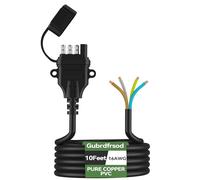 16AWG 4 Pin Trailer Connector 10 Feet With Jacketed Cable Trailer Wiring, 4 Way Flat Trailer Connector, 4 Pin Trailer Wiring Harness Color-Coded Pure Copper With Mounting Holes and Dust Cover