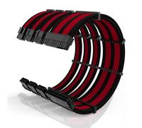 16AWG PSU Cable Extension Kit with Cable Combs,1x24pin ATX/1x8pin(4+4) EPS/2x8pin(6+2) PC Sleeved Cables 30cm Length,Power Supply Extension Cable Kit(Black/Red)