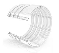 16AWG PSU Cable Extension Kit with Cable Combs,1x24pin ATX/1x8pin(4+4) EPS/2x8pin(6+2) PCIE Extension Cable,Cable Extension PC Sleeved Cables 30cm Length,Power Supply Extension Cable Kit(White)