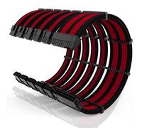 16AWG PSU Cable Extension Kit with Cable Combs,1x24pin ATX/2x8pin(4+4) EPS/3x8pin(6+2) PC Sleeved Cables 30cm Length,Power Supply Extension Cable Kit(Black/Red)