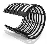 16AWG PSU Cable Extension Kit with Cable Combs,1x24pin ATX/2x8pin(4+4) EPS/3x8pin(6+2) PC Sleeved Cables 30cm Length,Power Supply Extension Cable Kit(Black/White)