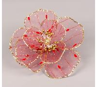 16cm Deluxe Christmas Glitter Poinsettia Red Gold Net Artificial Flower with Metal Clip Christmas Tree Decorations Wedding New Year Ornaments