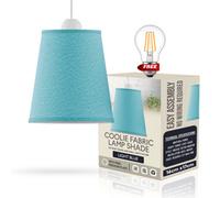 16Cm Fabric Lampshade Light Blue Premium Quality Shade For Floor Lamps, Modern Design, Includes A60 Led Bulb