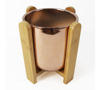 16cm Gold Ceramic Planter with Bamboo Stand