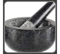 16cm Granite Mortar and Pestle Set, Heavy Duty Spice & Herb Grinder, Natural Stone Crusher for Seeds, Pesto, Guacamole, Curry Paste