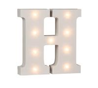 16Cm Illuminated Wooden Letter H Sign - with 9 Led Message Decoration | Home Party, Wedding, Birthday | Light Up Plaque Logo | Symbol | Gift